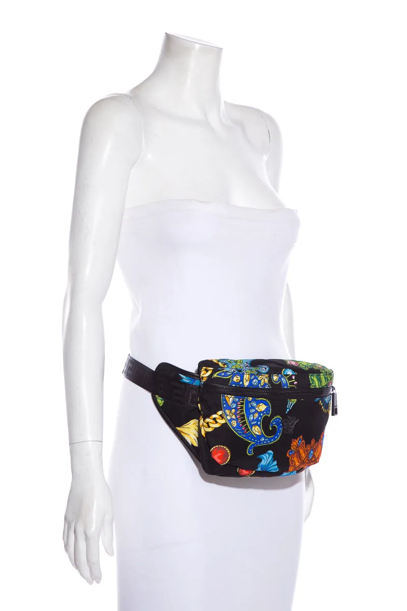 Versace Black & Multi Printed Fanny Pack