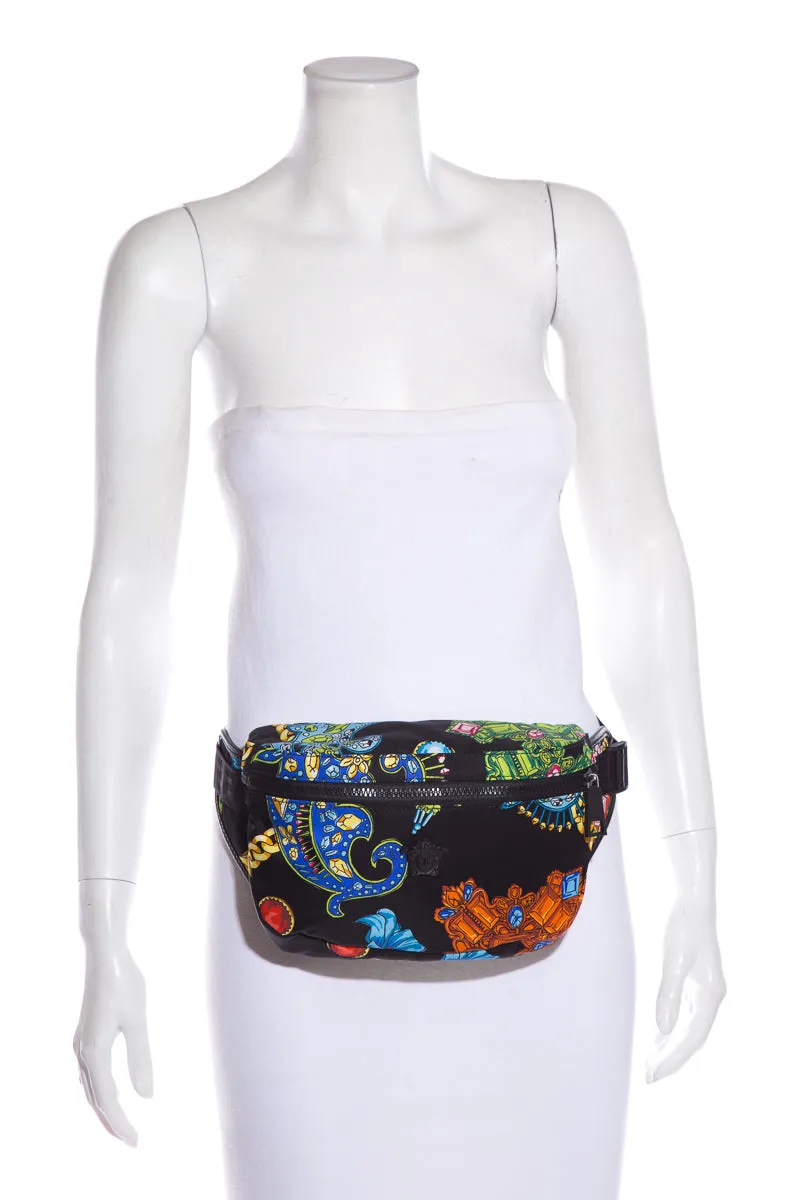 Versace Black & Multi Printed Fanny Pack