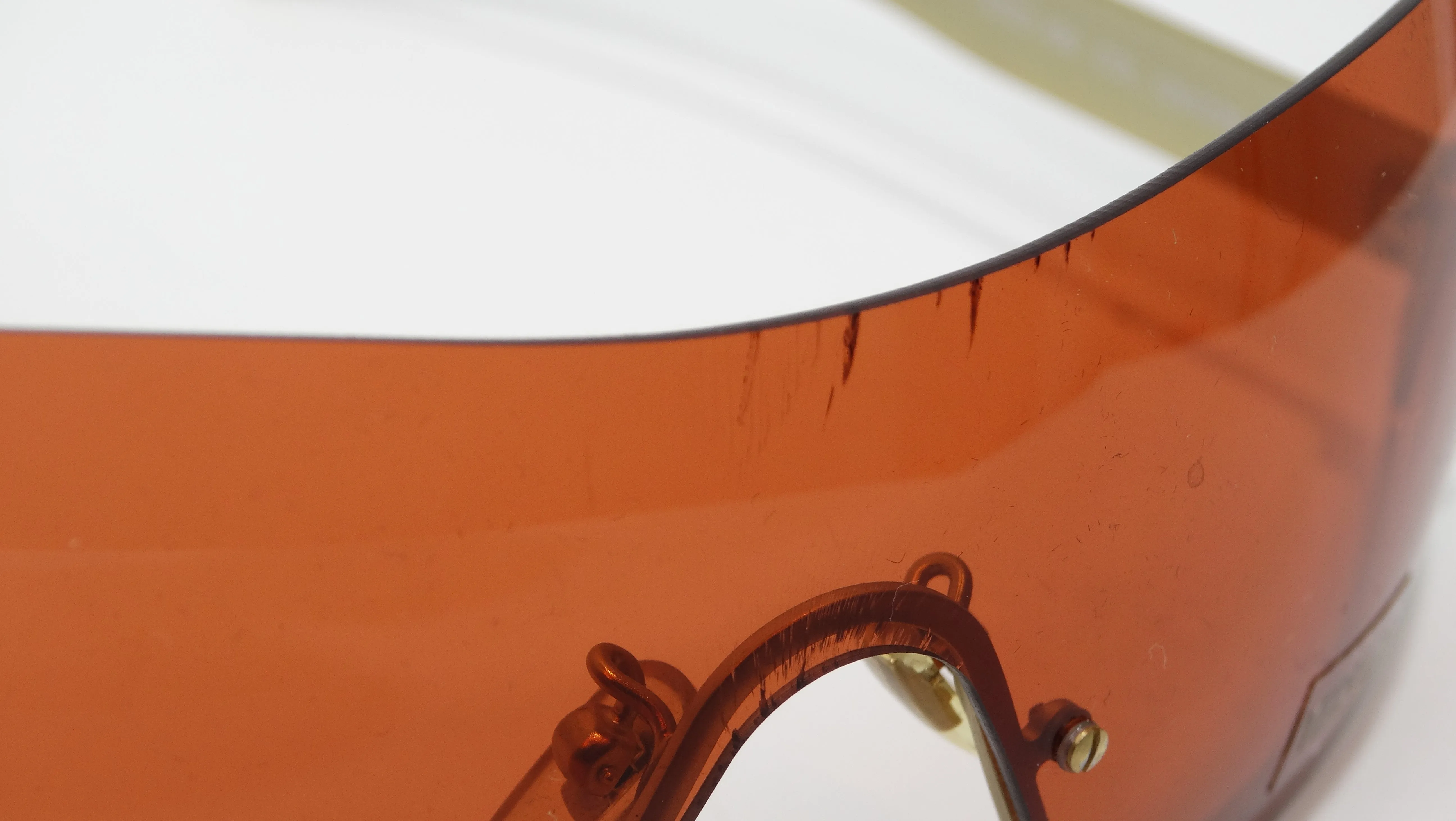 Versace Vintage 1990's Orange/Gold Shield Sunglasses