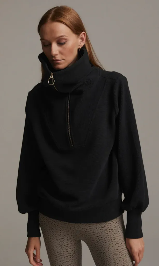 Vine Half Zip in Black