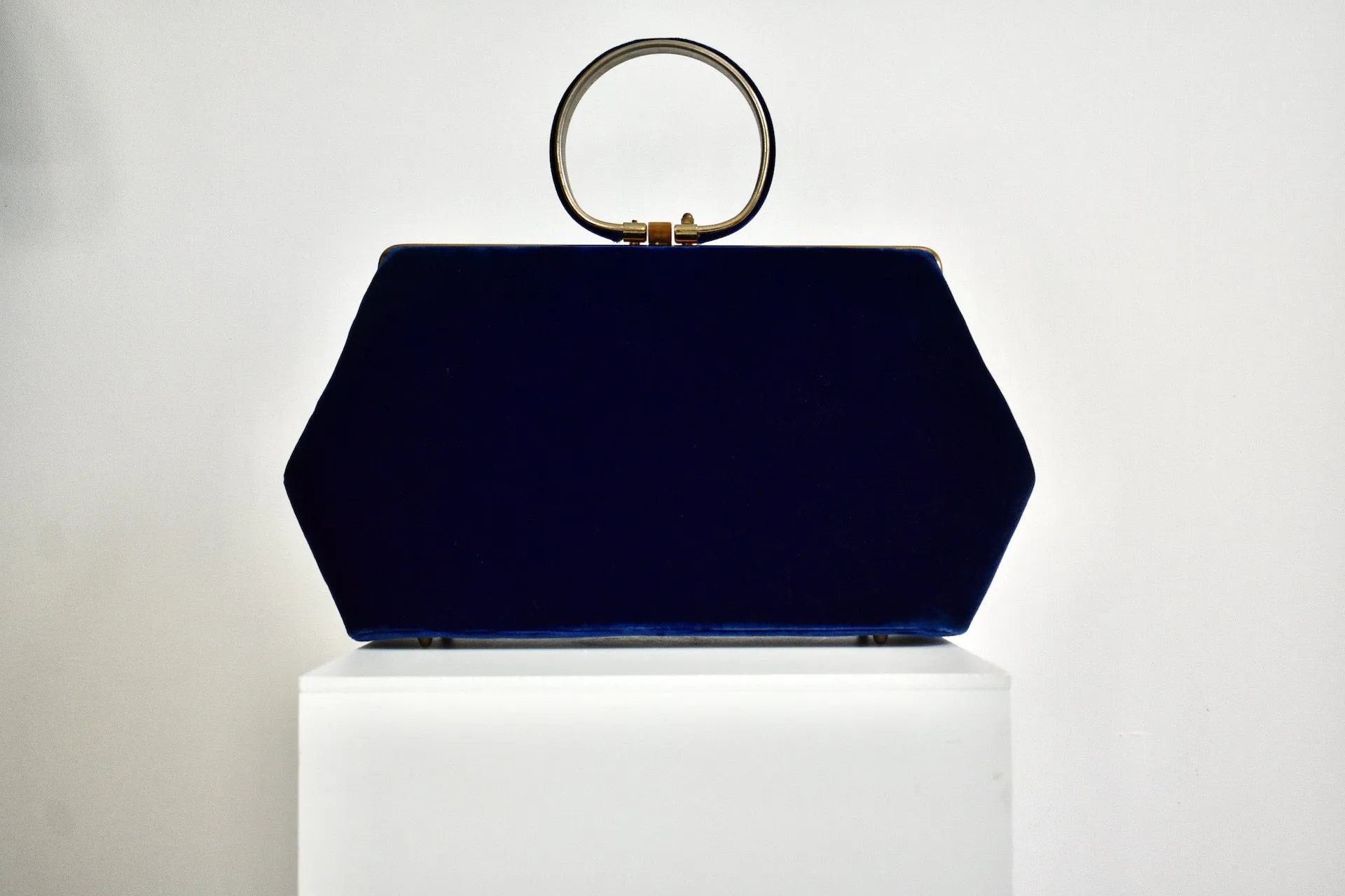 Vintage 1950 Blue Velvet Handbag by Ingber