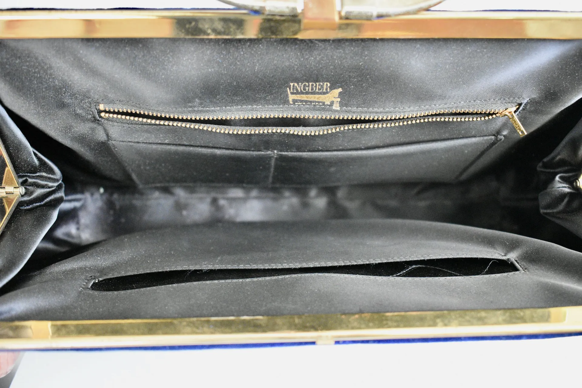 Vintage 1950 Blue Velvet Handbag by Ingber