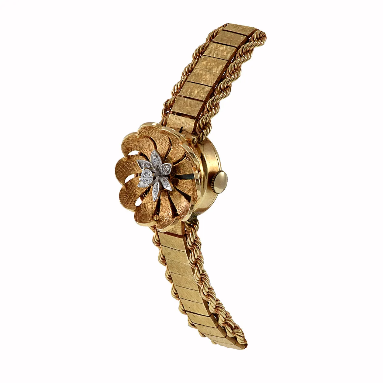 Vintage 1960's Dobbs 14KT Yellow Gold and Diamond Flip Top Watch