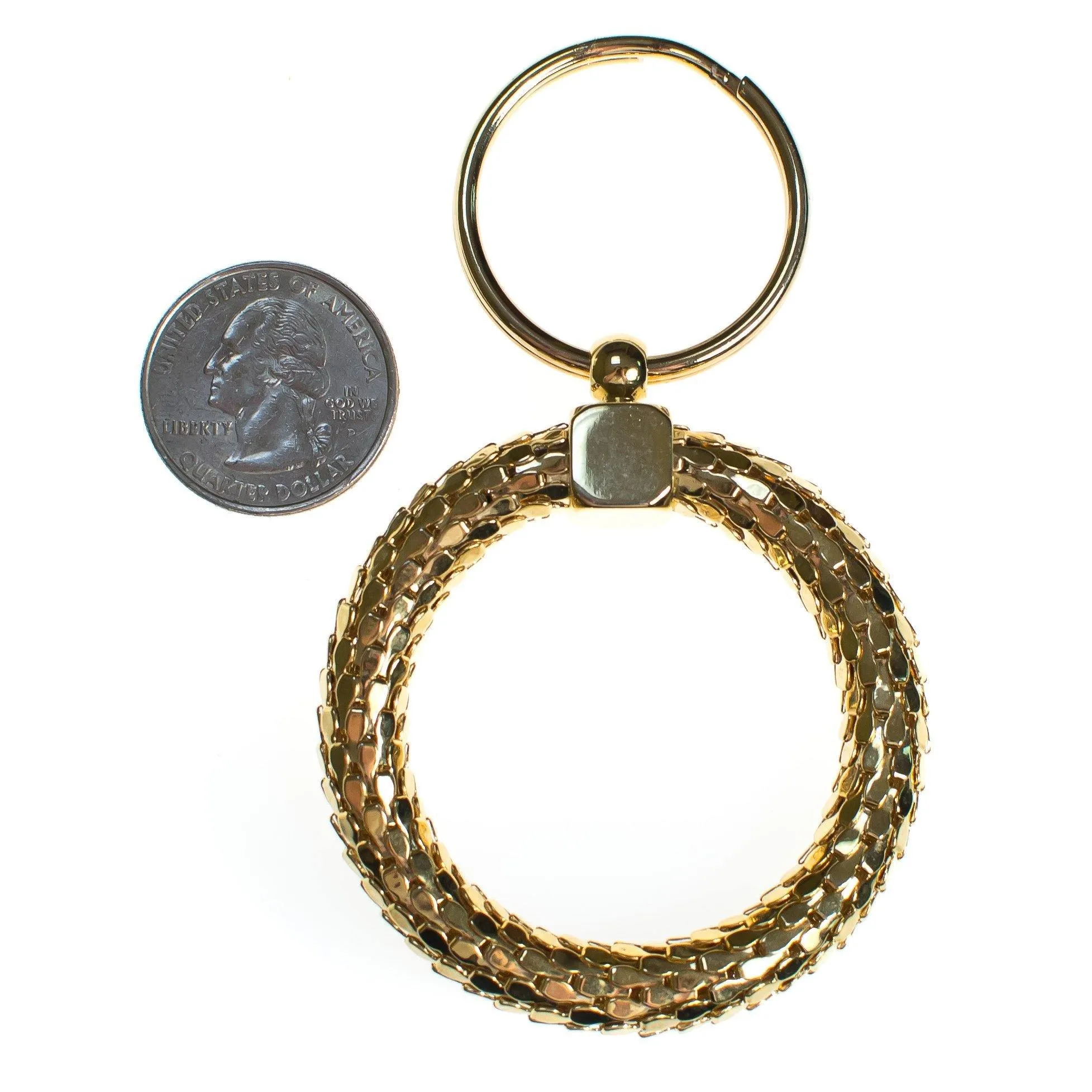 Vintage 1980s Whiting and Davis Gold Mesh Key Chain