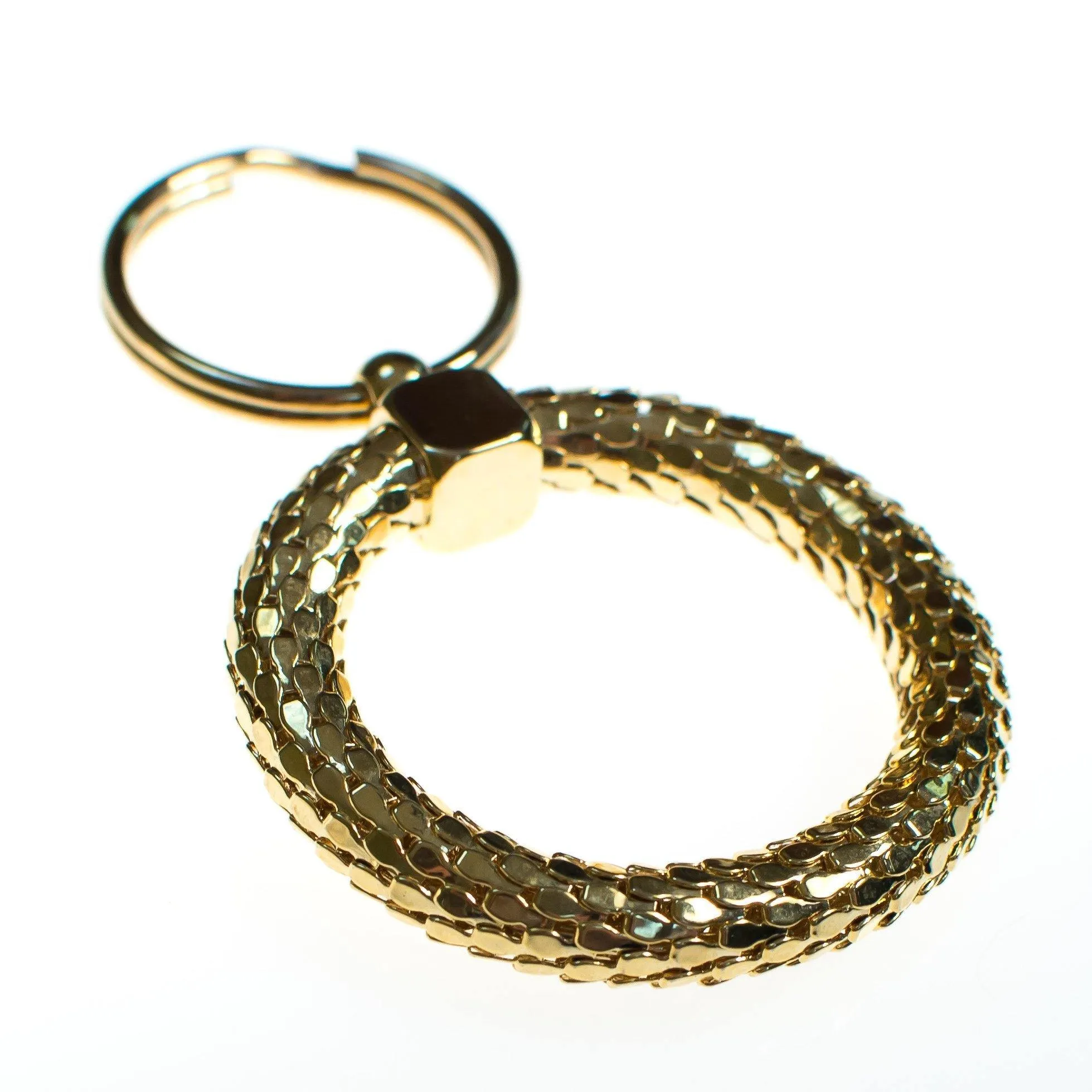 Vintage 1980s Whiting and Davis Gold Mesh Key Chain
