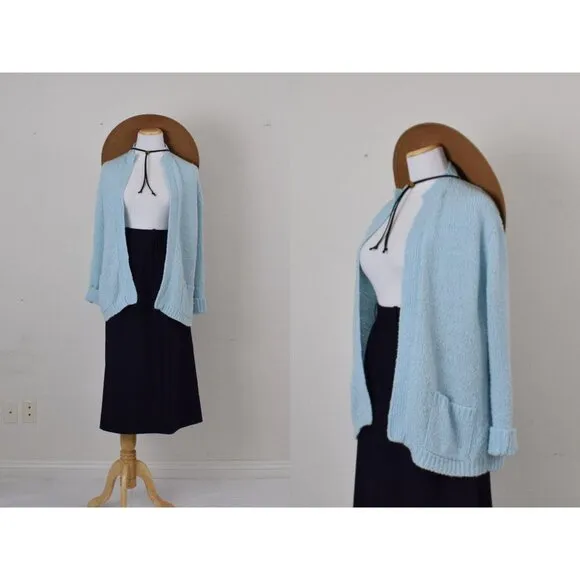 Vintage 80s Blue Granny Acrylic Sweater size 42
