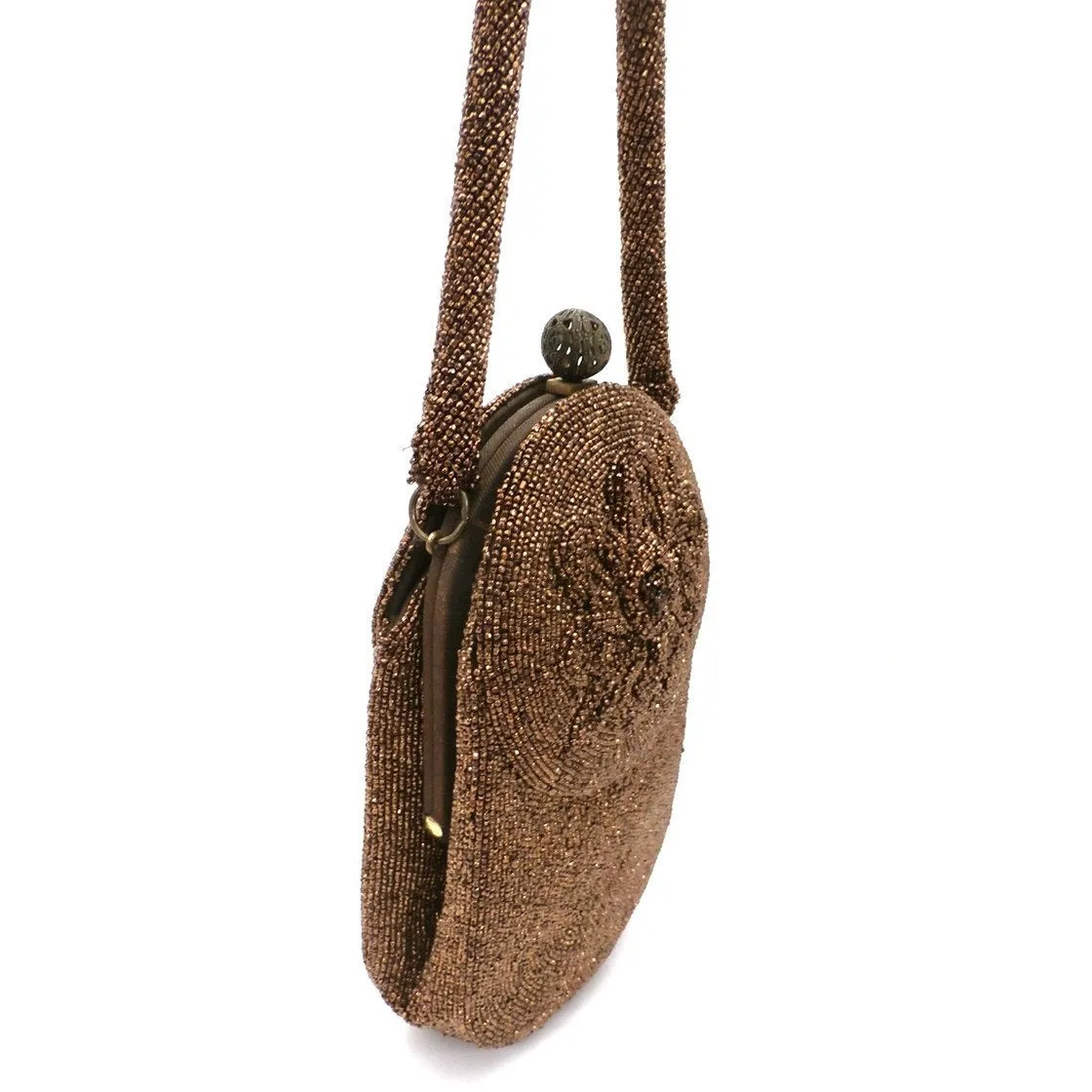 Vintage Beaded Bag Unusual Shape Copper Beads Custom Calem 1940s