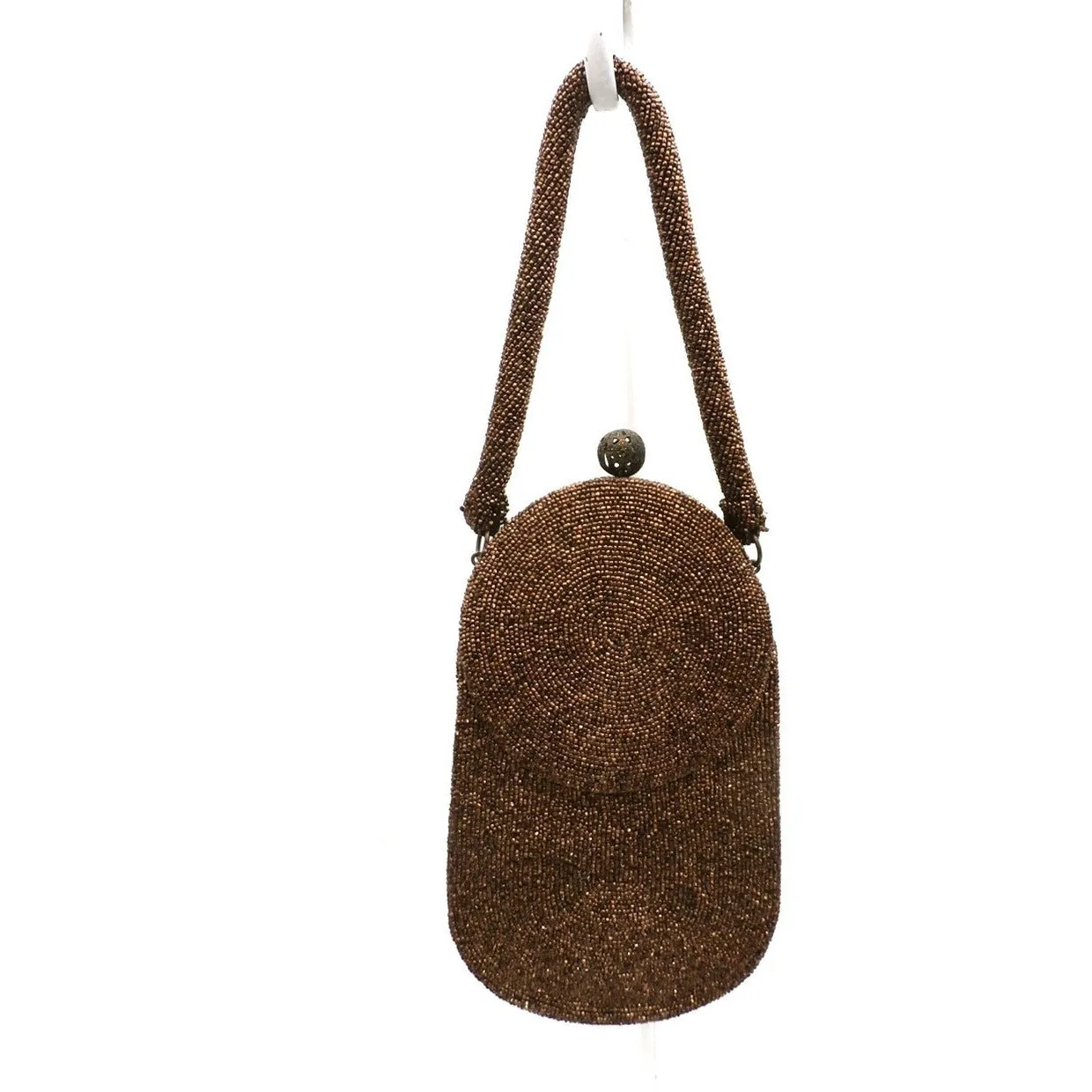 Vintage Beaded Bag Unusual Shape Copper Beads Custom Calem 1940s