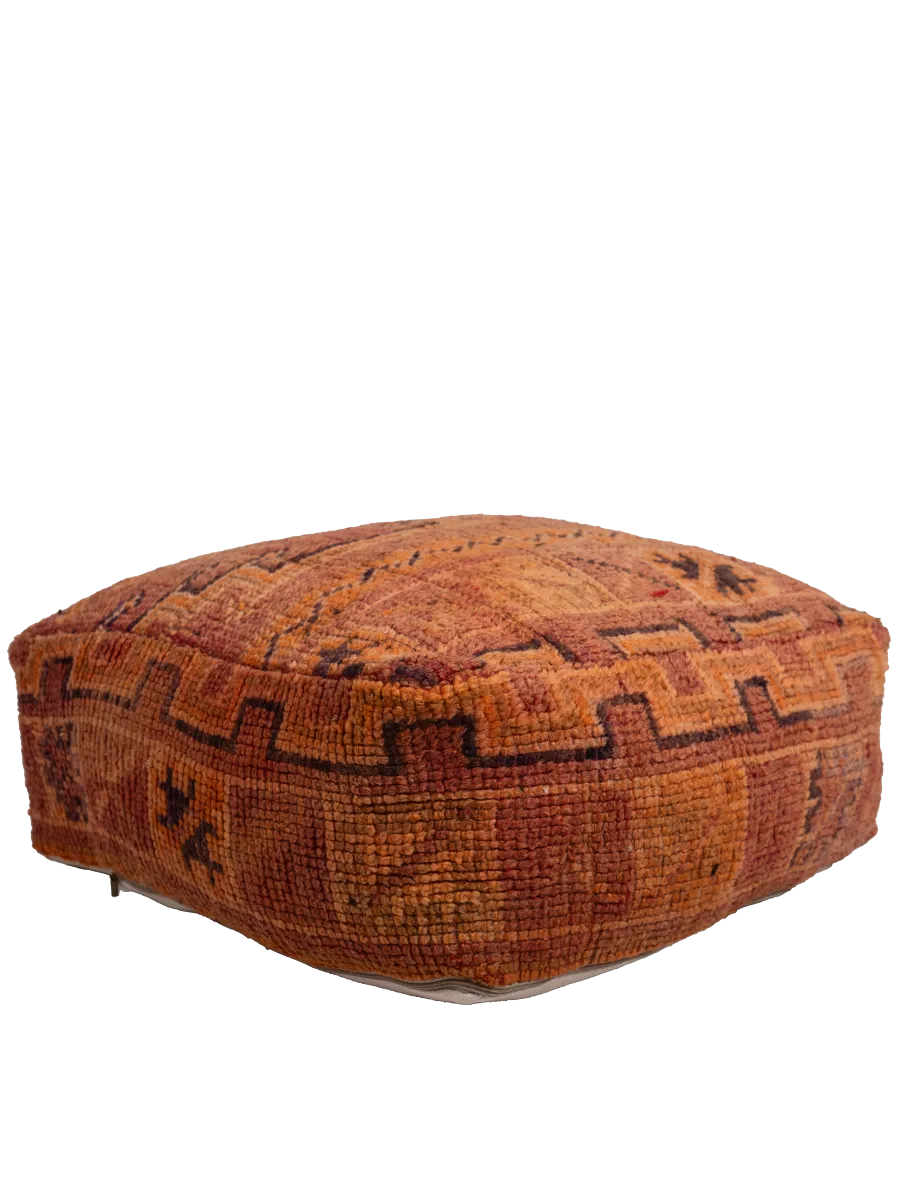 Vintage Beni M'Guild Pouf - Fiery Hues