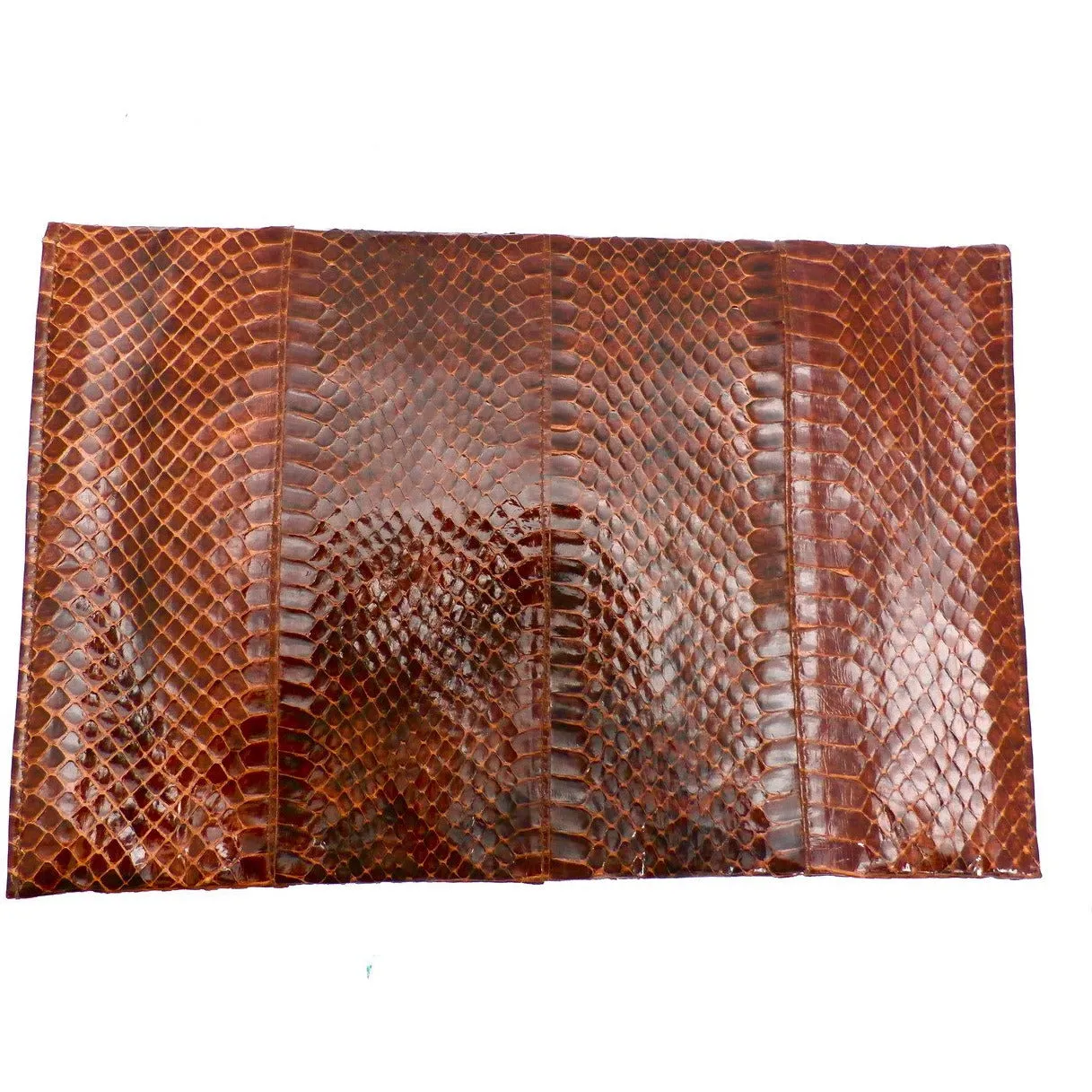 Vintage Brown Snakeskin Clutch Handbag Purse 1940s 8 x 12