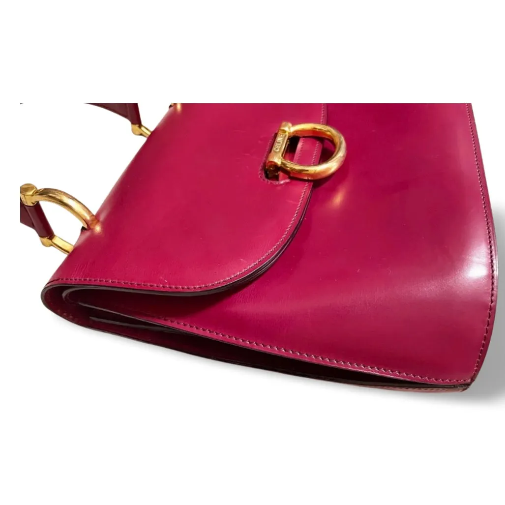 Vintage Celine bordeux,wine red leather  handbag. Classic and elegant purse for daily use. 060903ap