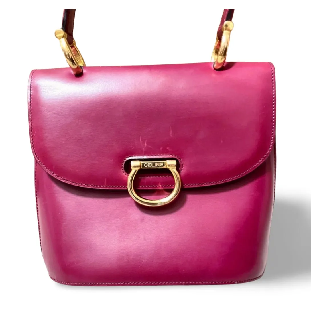 Vintage Celine bordeux,wine red leather  handbag. Classic and elegant purse for daily use. 060903ap