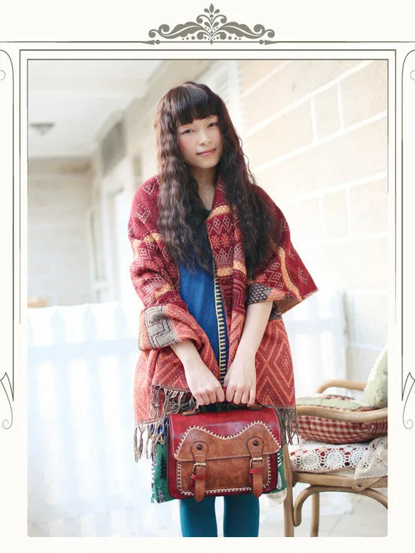 vintage college stitched satchel