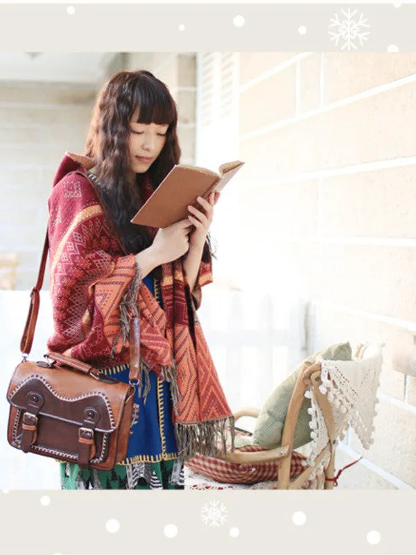 vintage college stitched satchel