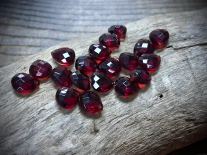 Vintage Czech Glass Faceted Briolette Bead - 9mm x 8mm - Garnet