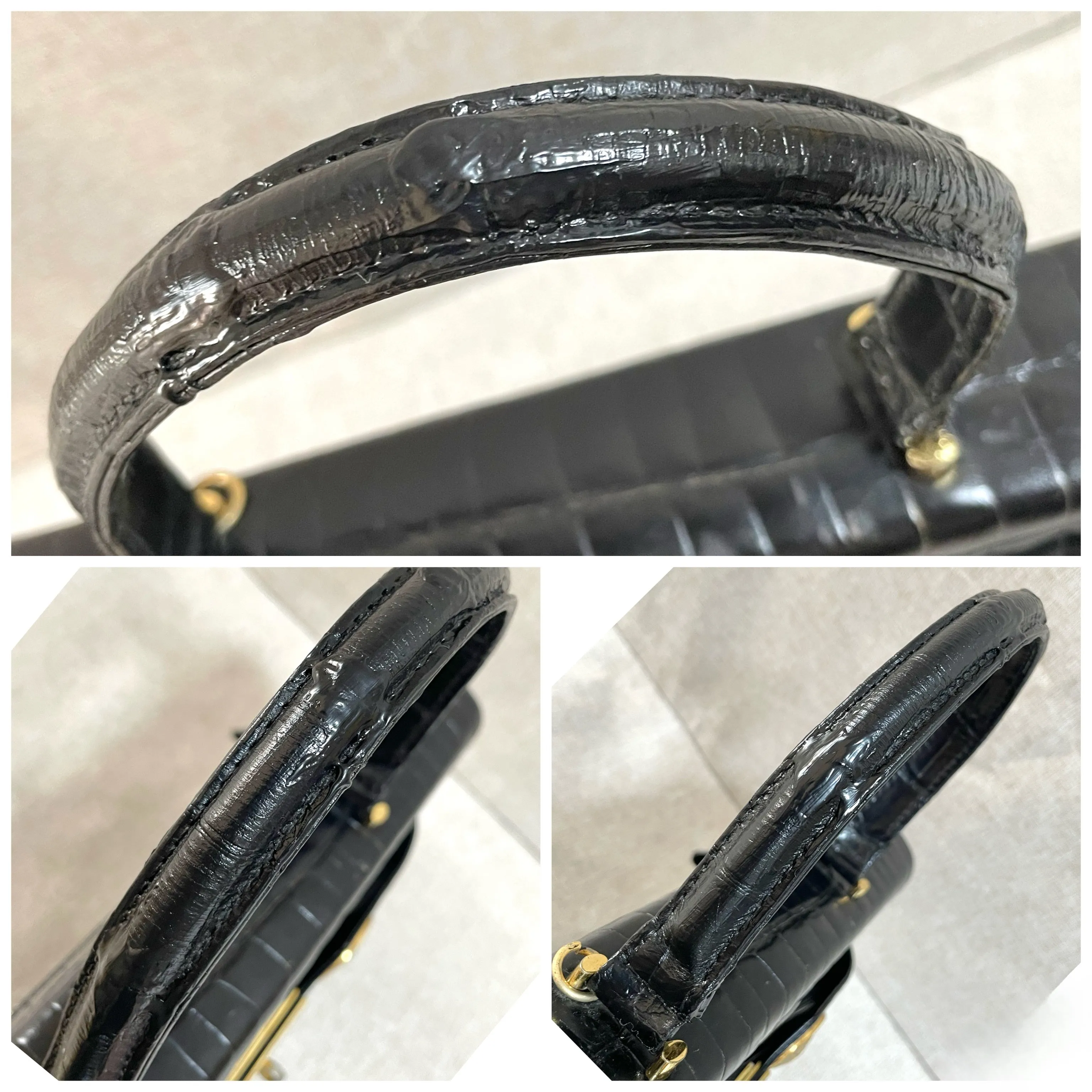 Vintage Gianni Versace black croc embossed leather handbag with Medallion Sunburst charms. Gorgeous masterpiece. 061104y1