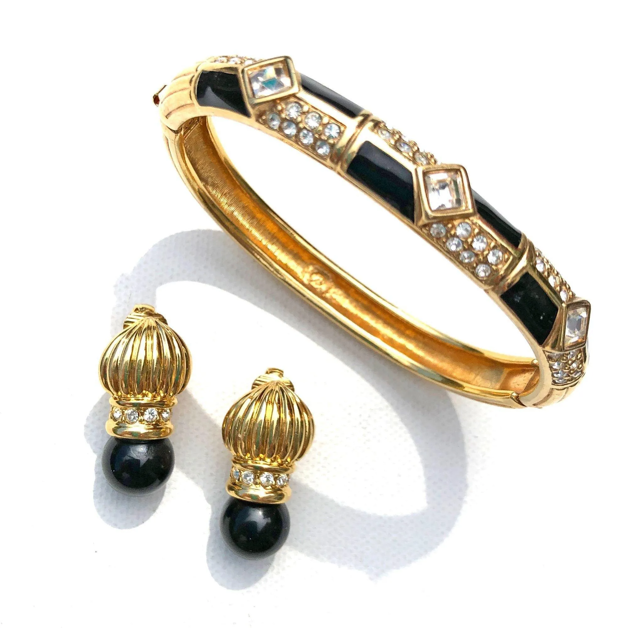 Vintage Gold and Black Statement Earrings