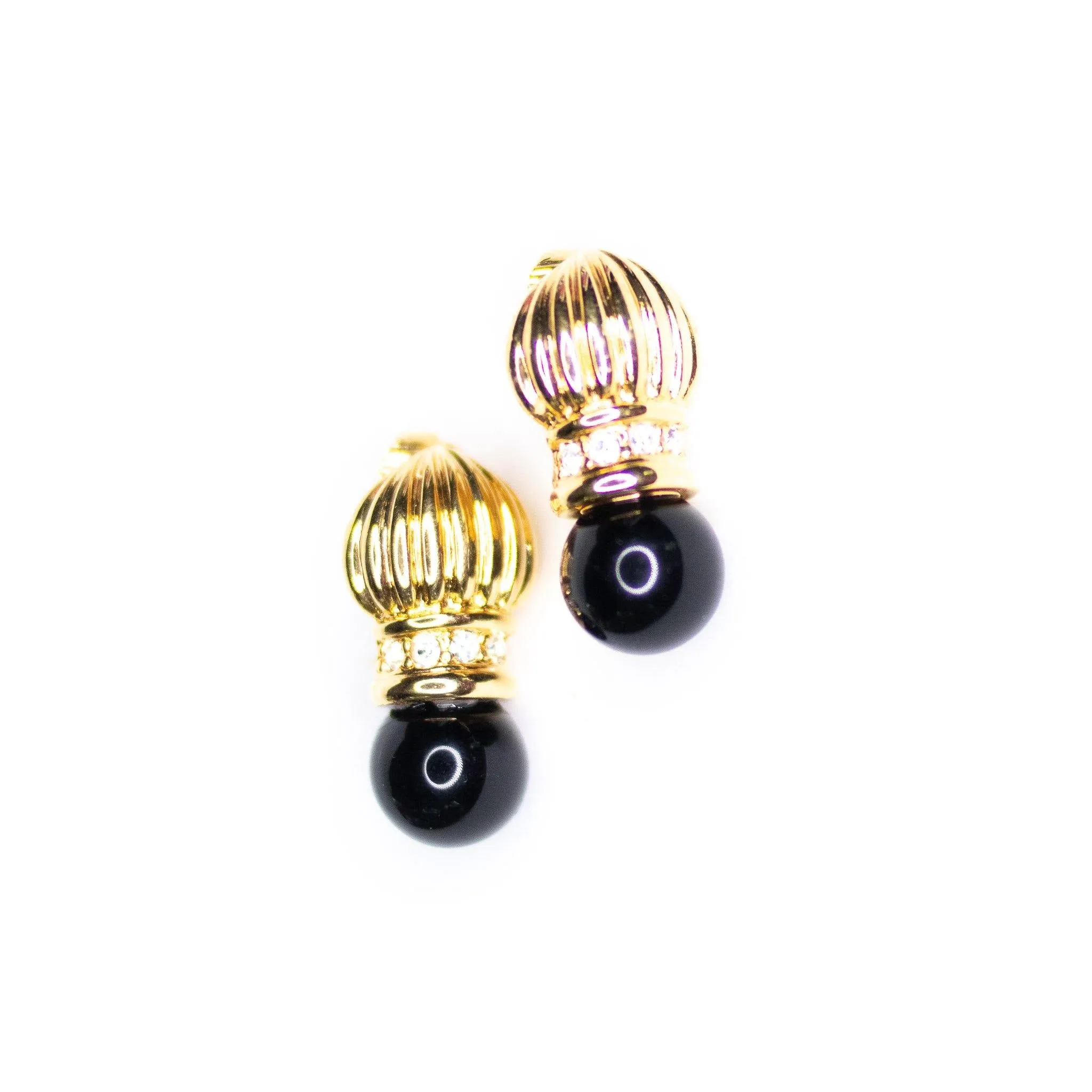 Vintage Gold and Black Statement Earrings
