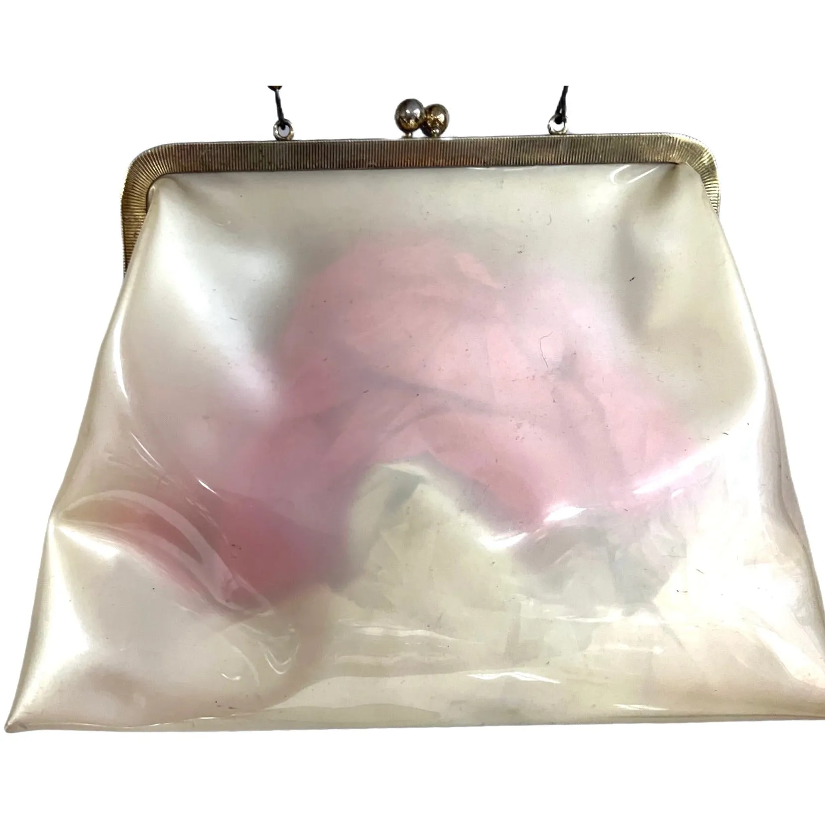 Vintage Hand Bag Whimsical Reverse Painted Seahorse Plastic Purse 1940S