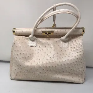Vintage: Ivory Ostrich Leather Top Handle Handbag