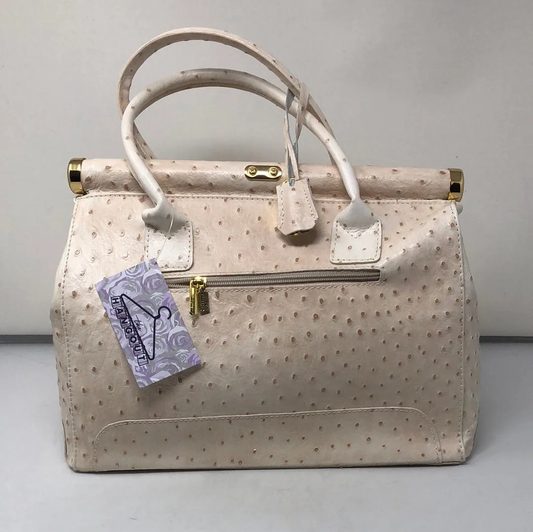 Vintage: Ivory Ostrich Leather Top Handle Handbag