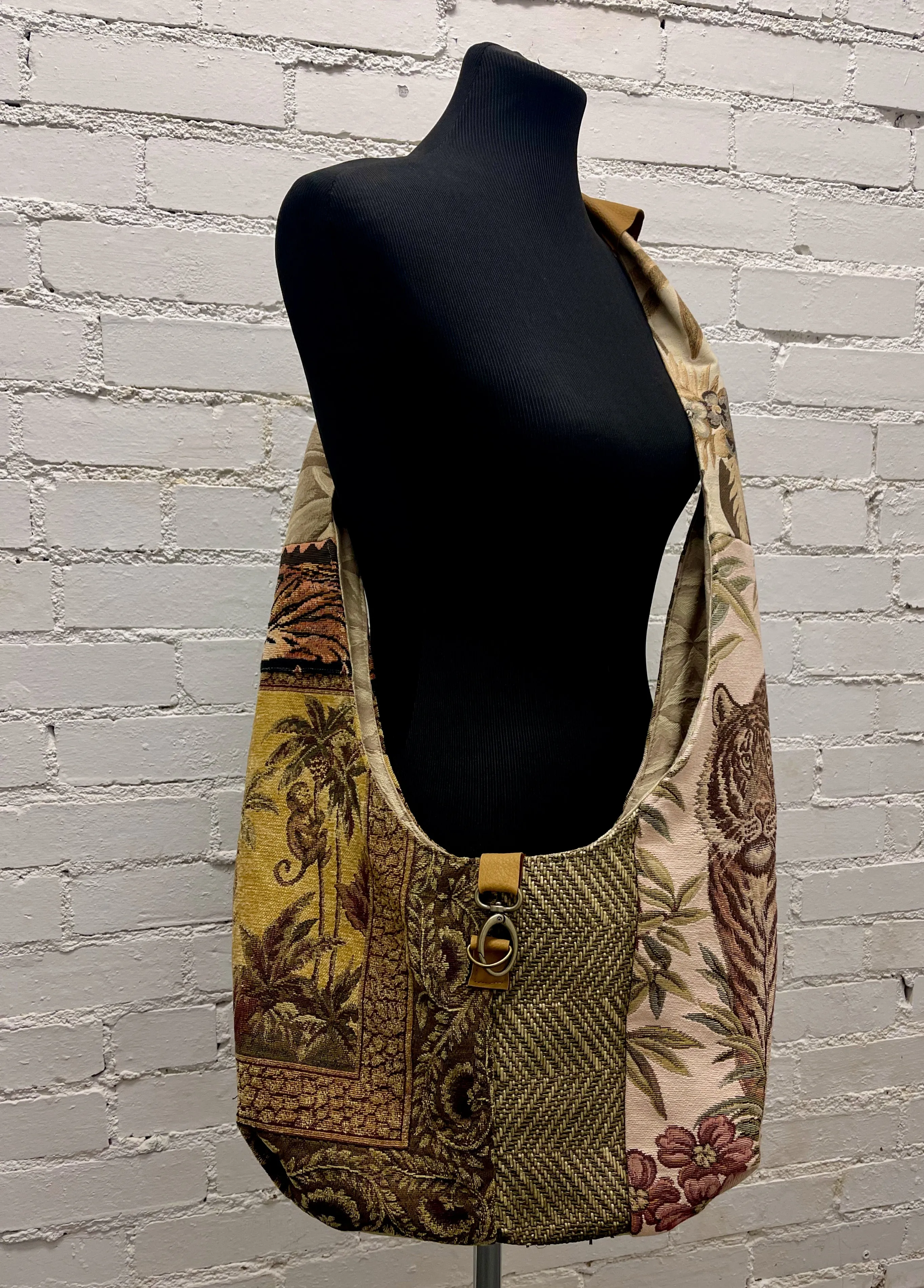 Vintage Tiger Fabric and Tapestry Bag