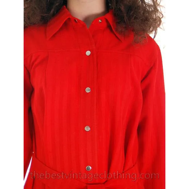 Vintage Vuokko Suomi Finland Fine Red Wool A Line Dress 1970s S