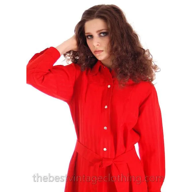 Vintage Vuokko Suomi Finland Fine Red Wool A Line Dress 1970s S