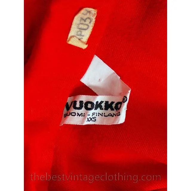 Vintage Vuokko Suomi Finland Fine Red Wool A Line Dress 1970s S