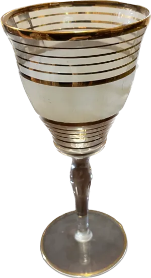 Vintage Wine Glass Gold Stripped