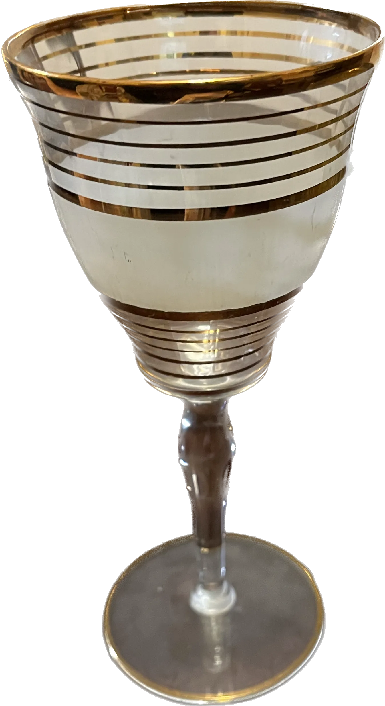 Vintage Wine Glass Gold Stripped