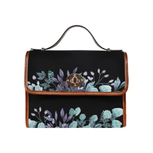 Watercolor Cottagecore Flowers Blue Canvas Purse