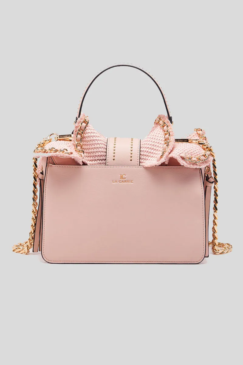 Wave Handbag Raffia Synthetic - Pink