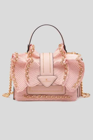Wave Handbag Raffia Synthetic - Pink
