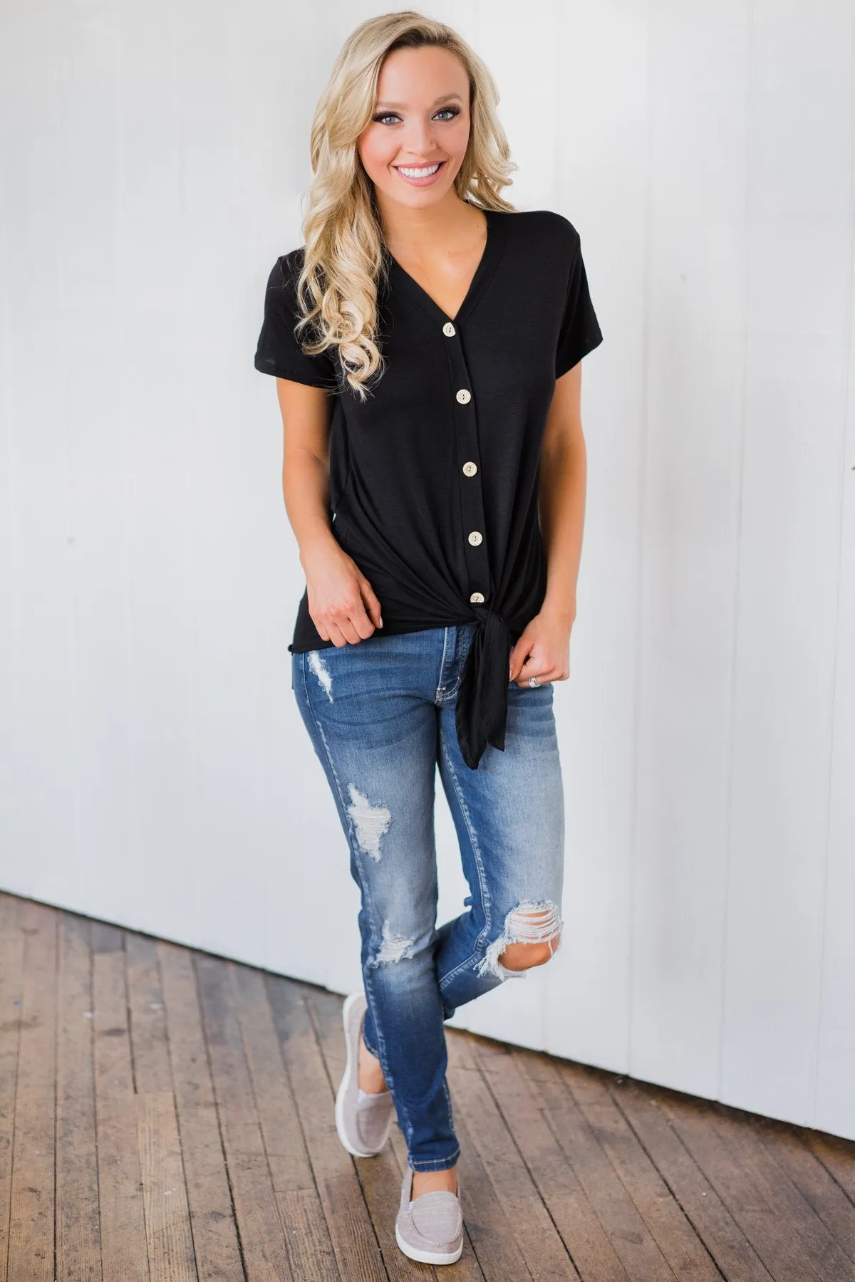 Weekend Comfort Short Sleeve Top- Black
