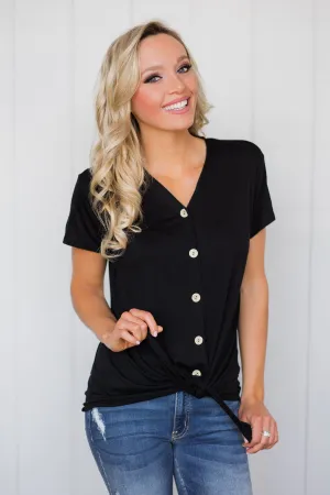 Weekend Comfort Short Sleeve Top- Black