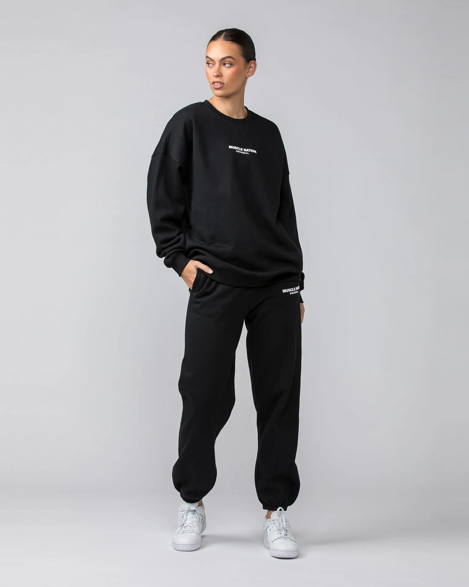 Weekend Slouchy Trackies - Black