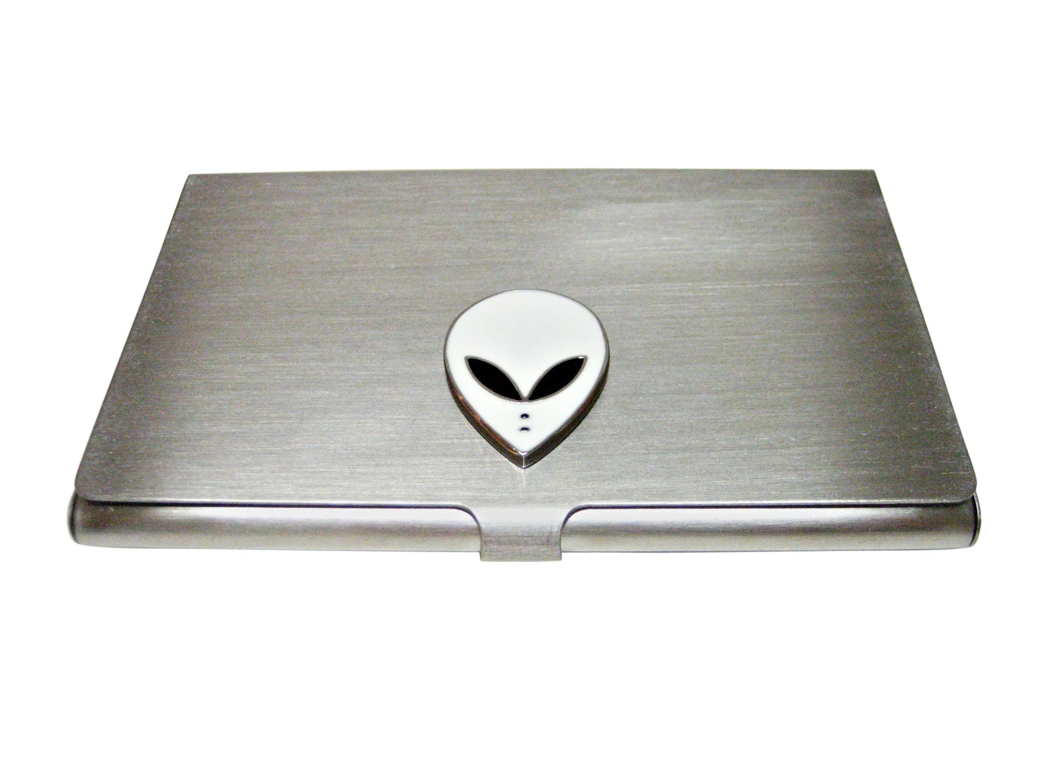 White Alien Head Business Card Holder