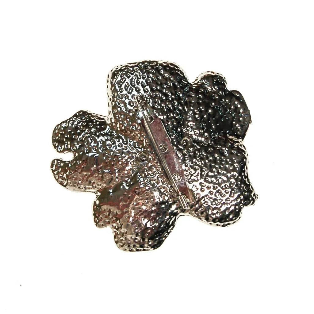 White and Silver Rose Brooch Pin