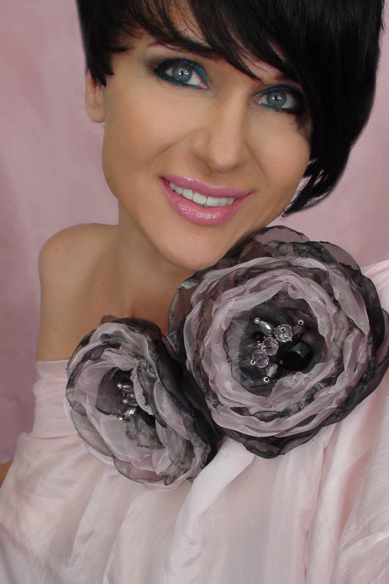 Wild Flower / Boho Rose Choker Flower Brooch Clip Upcycled Magnolia Apple Blossom Upcycled Concept Store Made in USA