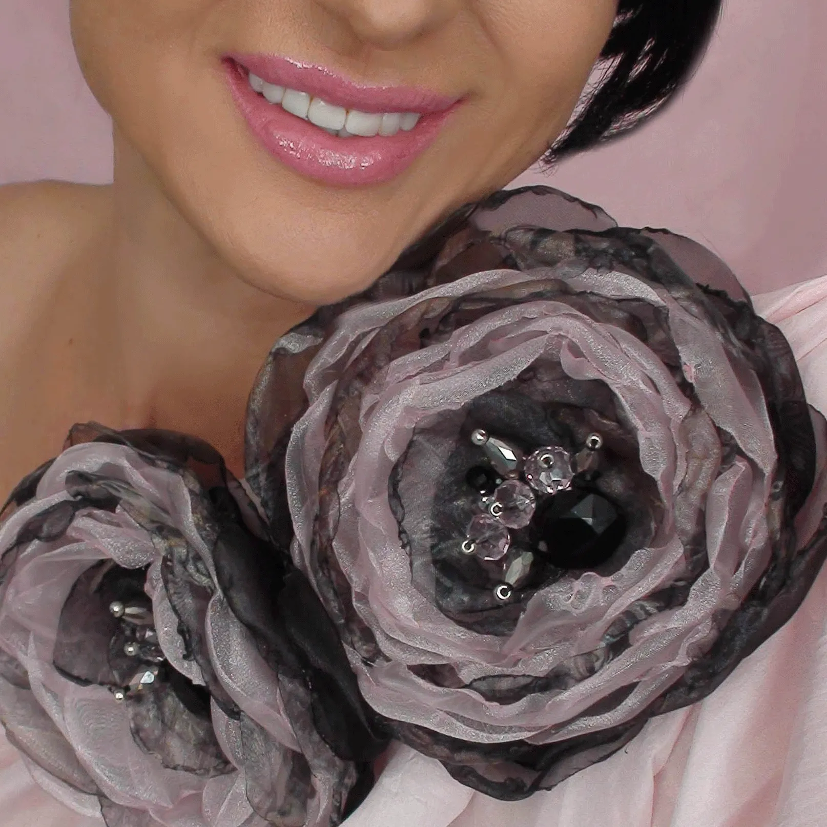 Wild Flower / Boho Rose Choker Flower Brooch Clip Upcycled Magnolia Apple Blossom Upcycled Concept Store Made in USA