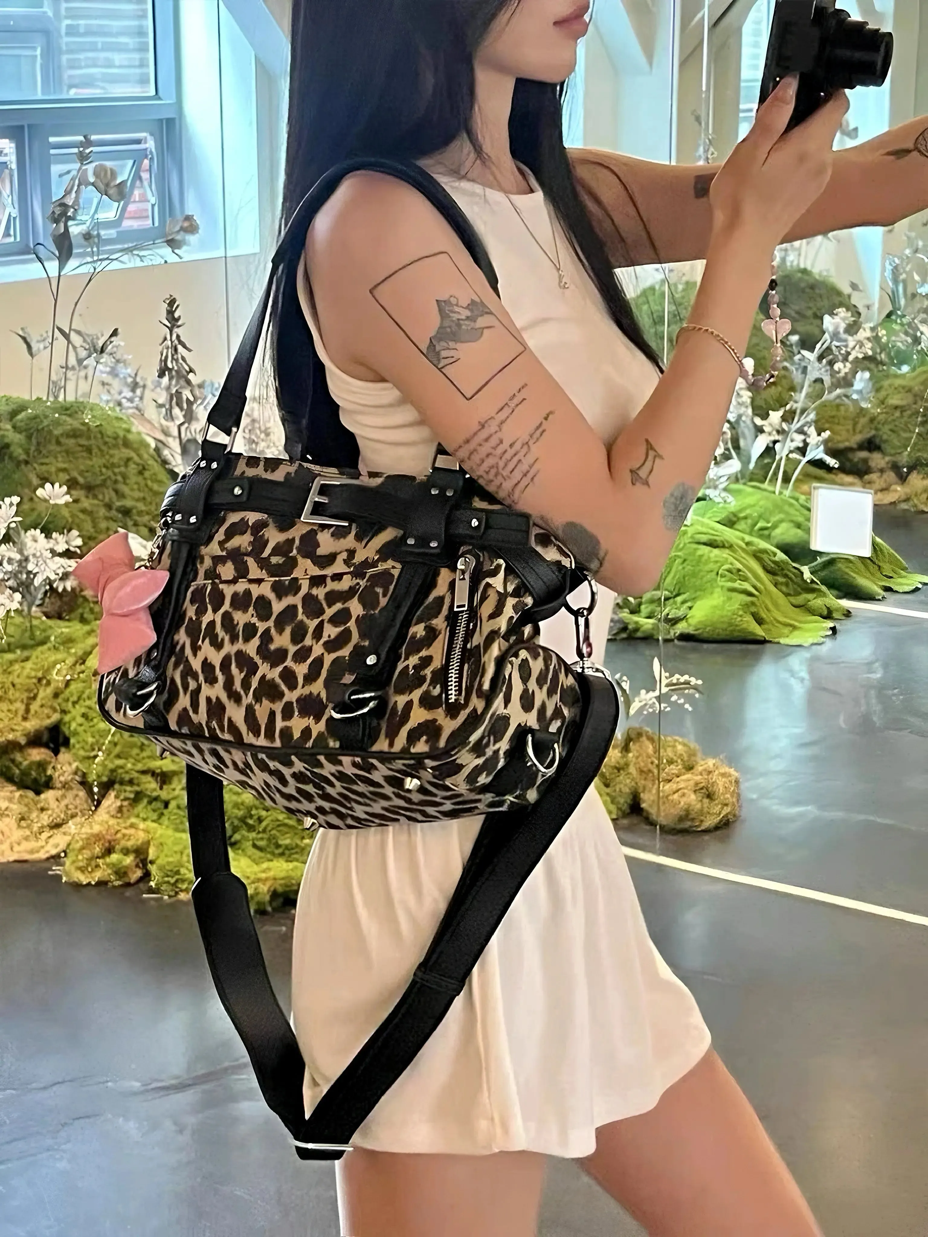 'Wild Girl' Y2k Cheetah Print Big Capacity City Bag