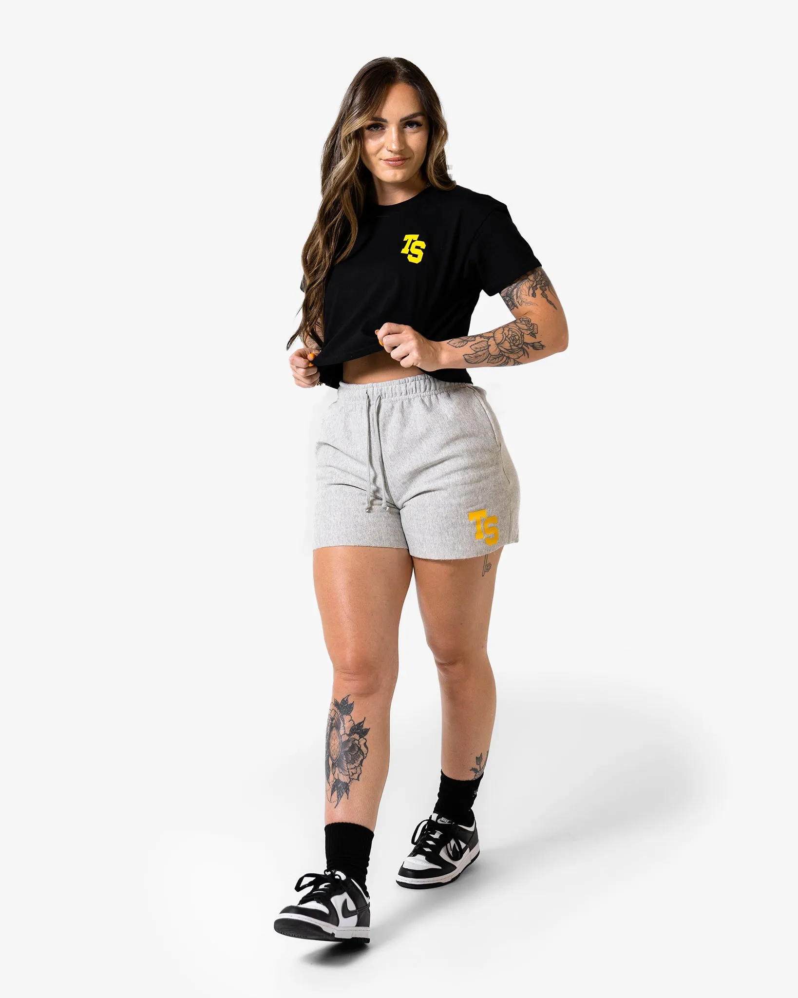 WKND Crop Tee - Black w/ Yellow