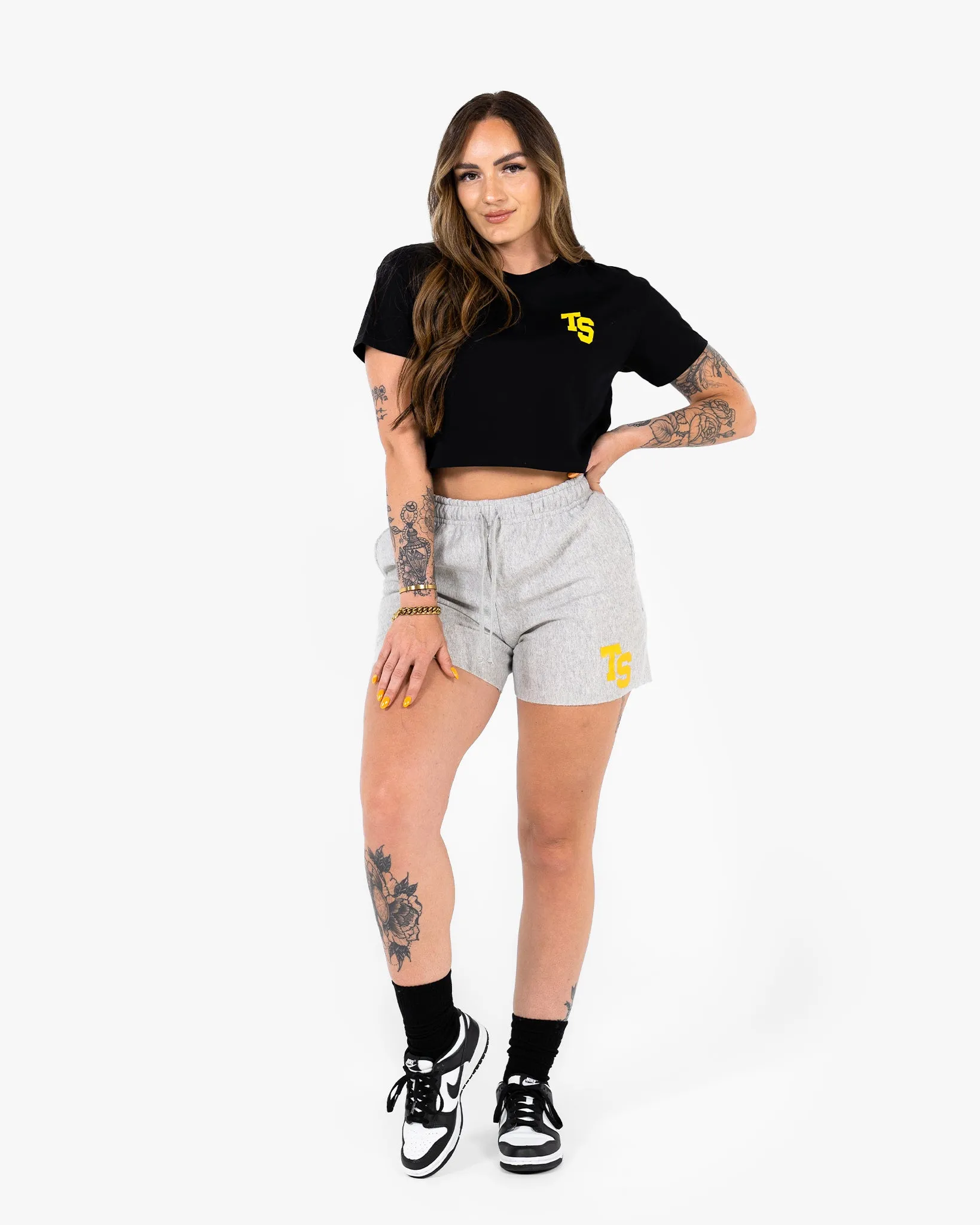 WKND Crop Tee - Black w/ Yellow