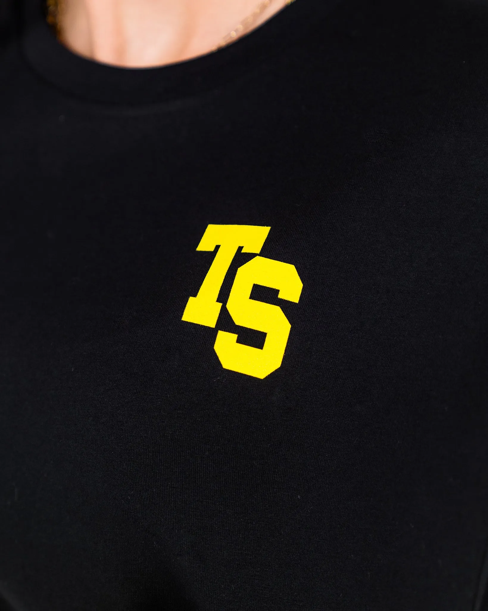 WKND Crop Tee - Black w/ Yellow