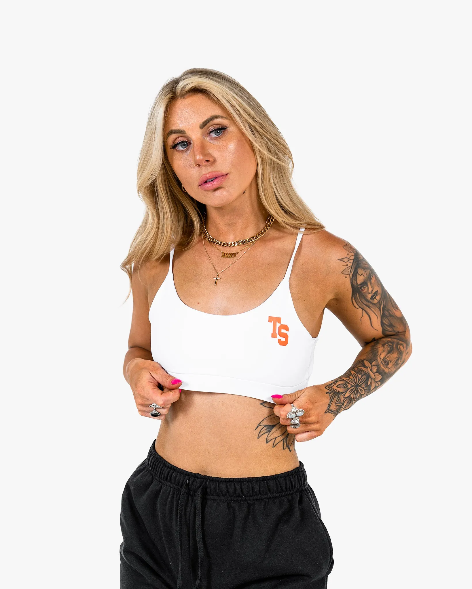 WKND Everyday Bra - White w/ Orange