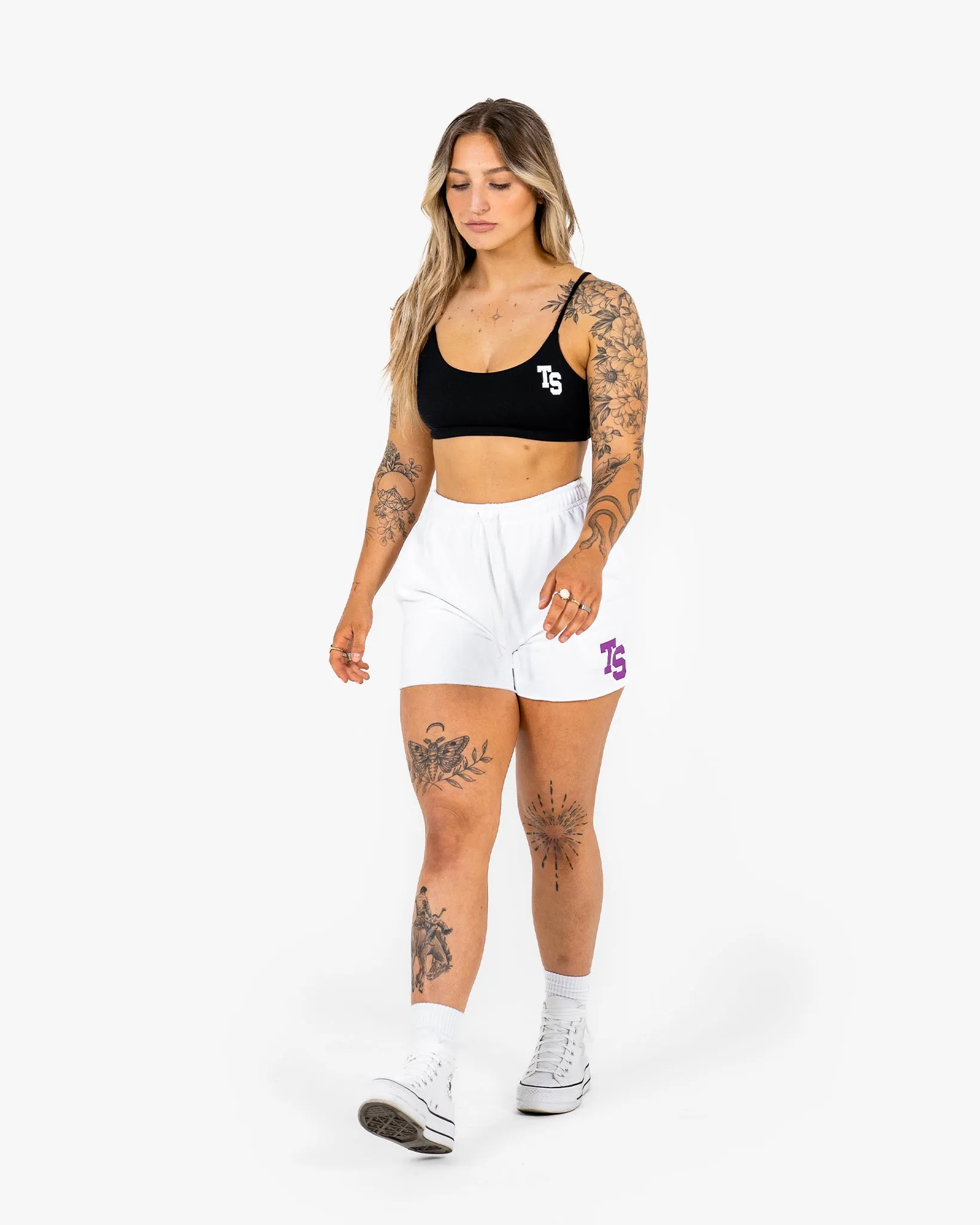 WKND Leisure Short - White w/ Purple