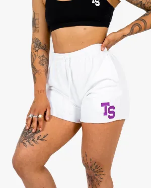 WKND Leisure Short - White w/ Purple