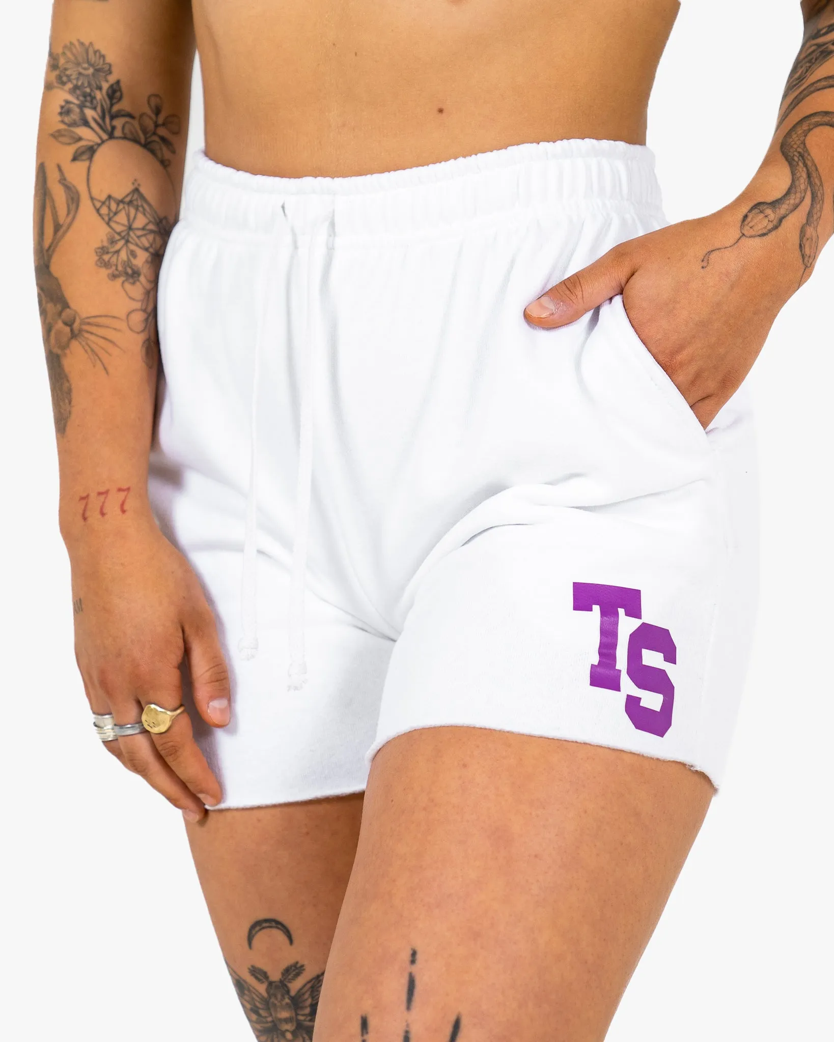 WKND Leisure Short - White w/ Purple