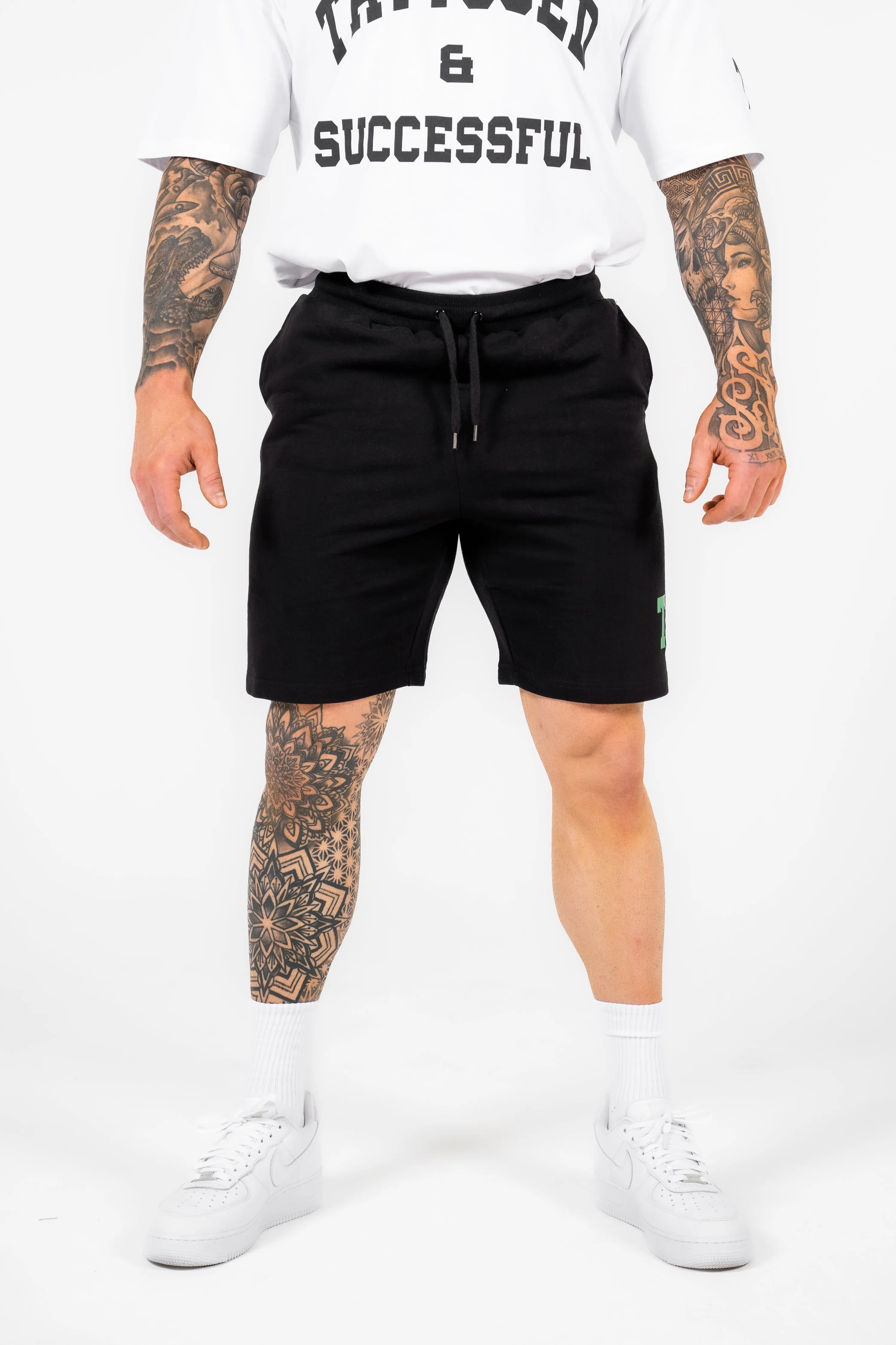 WKND Mens Comfort Shorts - Black w/ Green